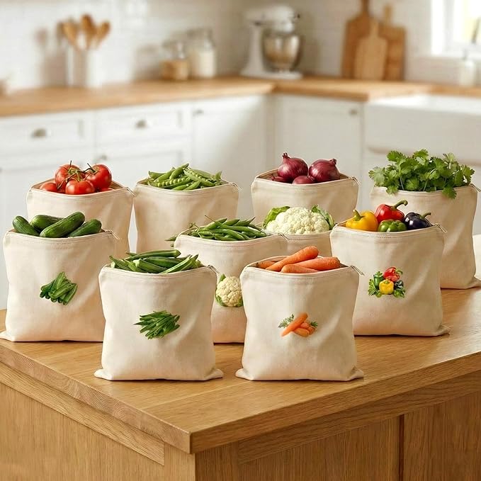 Cotton Reusable Vegetable Bags