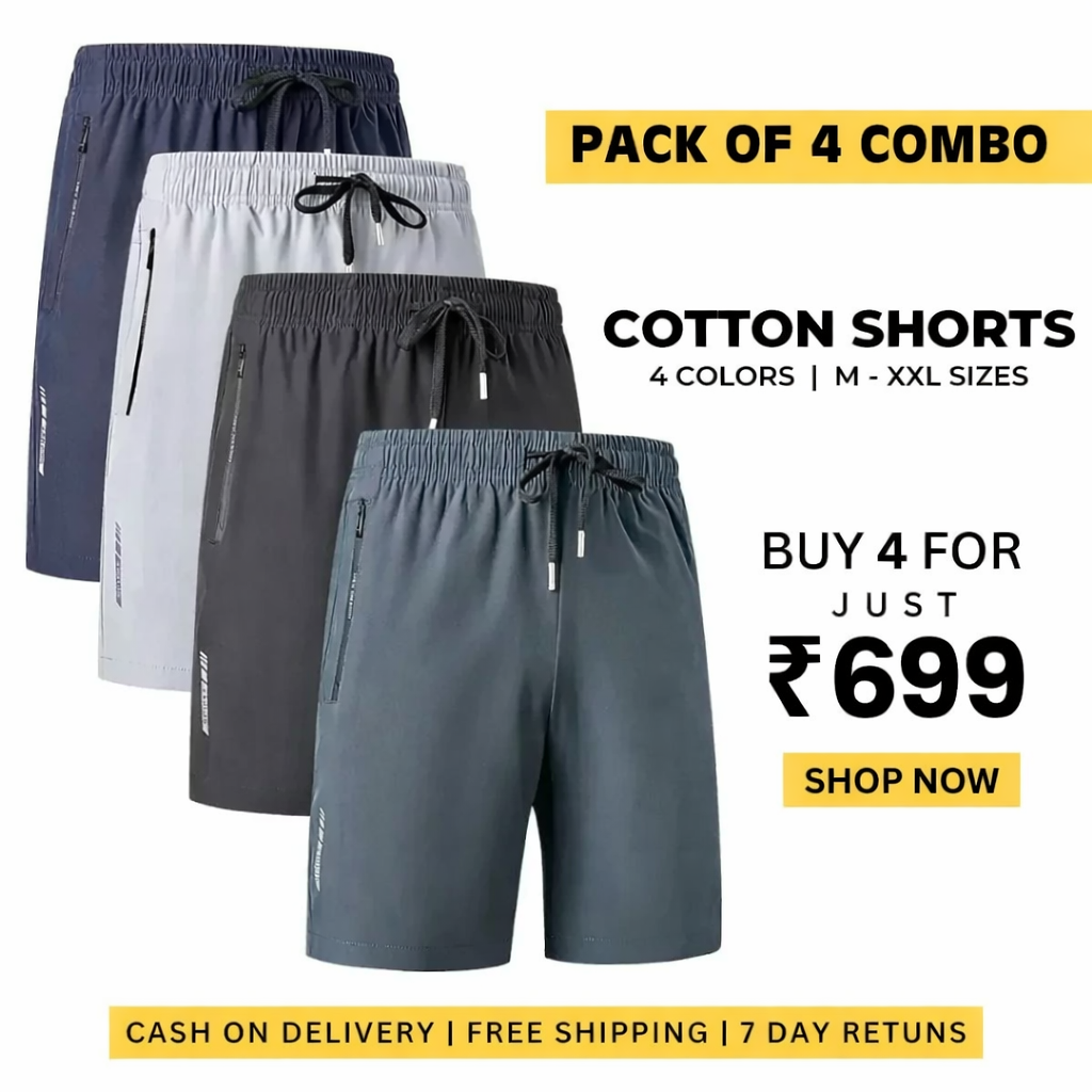 Men’s Premium High-Quality Stretchable Shorts | Pack of 4